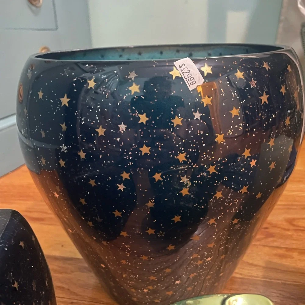 Y2K Celestial Starry night pattern Bathroom Accessory Set - Blue, silver, gold
